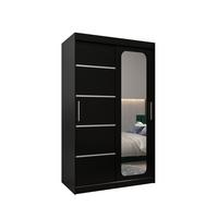 SCHWEBETÜRENSCHRANK 200/120/62 2-türig - Silberfarben/Schwarz, Holz/Kunststoff (120/200/62cm) - MÖBEL KRYSPOL