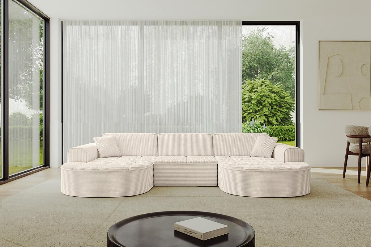 WOHNLANDSCHAFT TARO-U1 - 303x171x79,5 cm Beige - Beige, Holzwerkstoff/Textil (303/79.5/171cm) - ALTDECOR