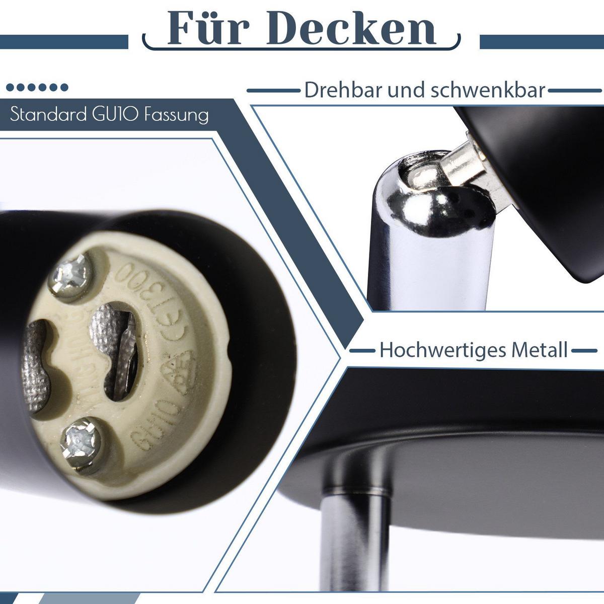 DECKENSTRAHLER Windsheim 2-flammig 12/12/10.4 cm - Schwarz, Metall (12/12/10.4cm) - Nettlife