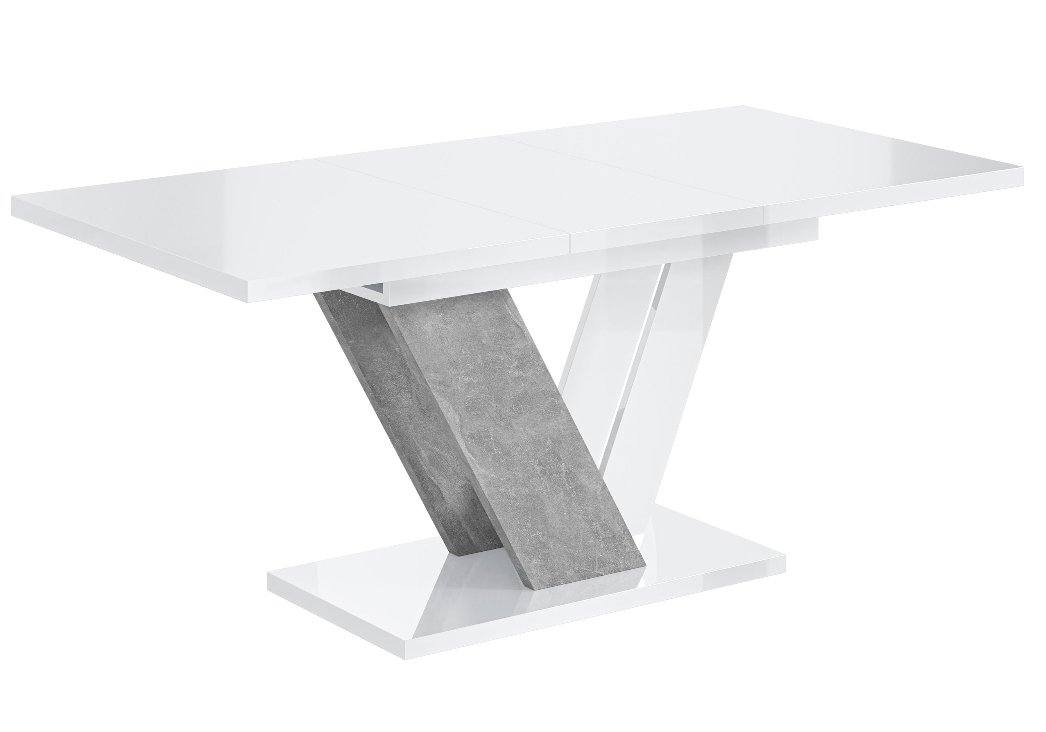 ESSTISCH ausziehbar 120 -160x80x75 cm - White Gloss / Stone - CLASI - Weiß Hochglanz/Grau, Holzwerkstoff (120/80/75cm) - ALTDECOR