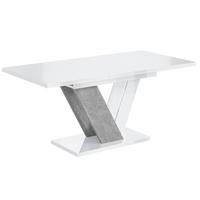 ESSTISCH ausziehbar 120 -160x80x75 cm - White Gloss / Stone - CLASI - Weiß Hochglanz/Grau, Holzwerkstoff (120/80/75cm) - ALTDECOR