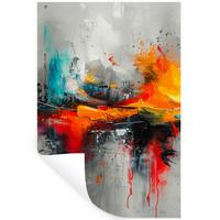 WANDTATTOO Moderne Kunst - Orange - Grau - Abstrakt Wandbild 40x60 cm - Hellgrau, Kunststoff (40/60/0.1cm) - MuchoWow