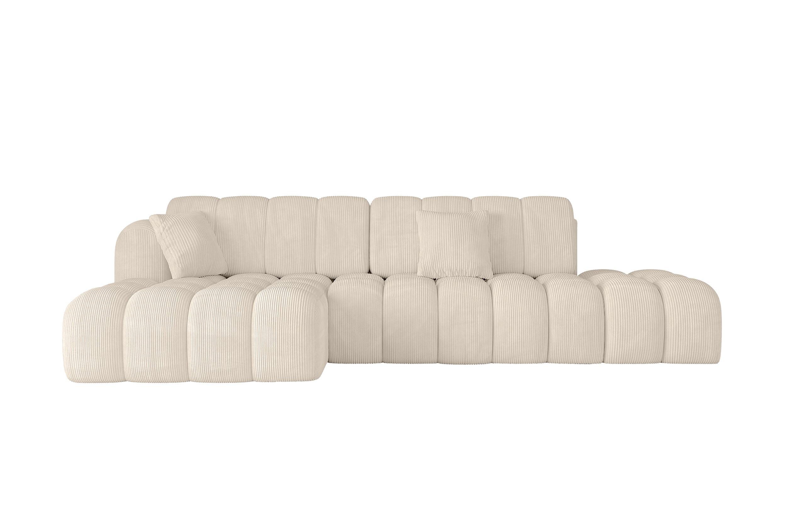 ECKSOFA mit Schlaffunktion Ottomane Links OLEA-L2 321x164x75 Beige Cord - Schwarz/Cappuccino, Holzwerkstoff/Kunststoff (321/164cm) - ALTDECOR
