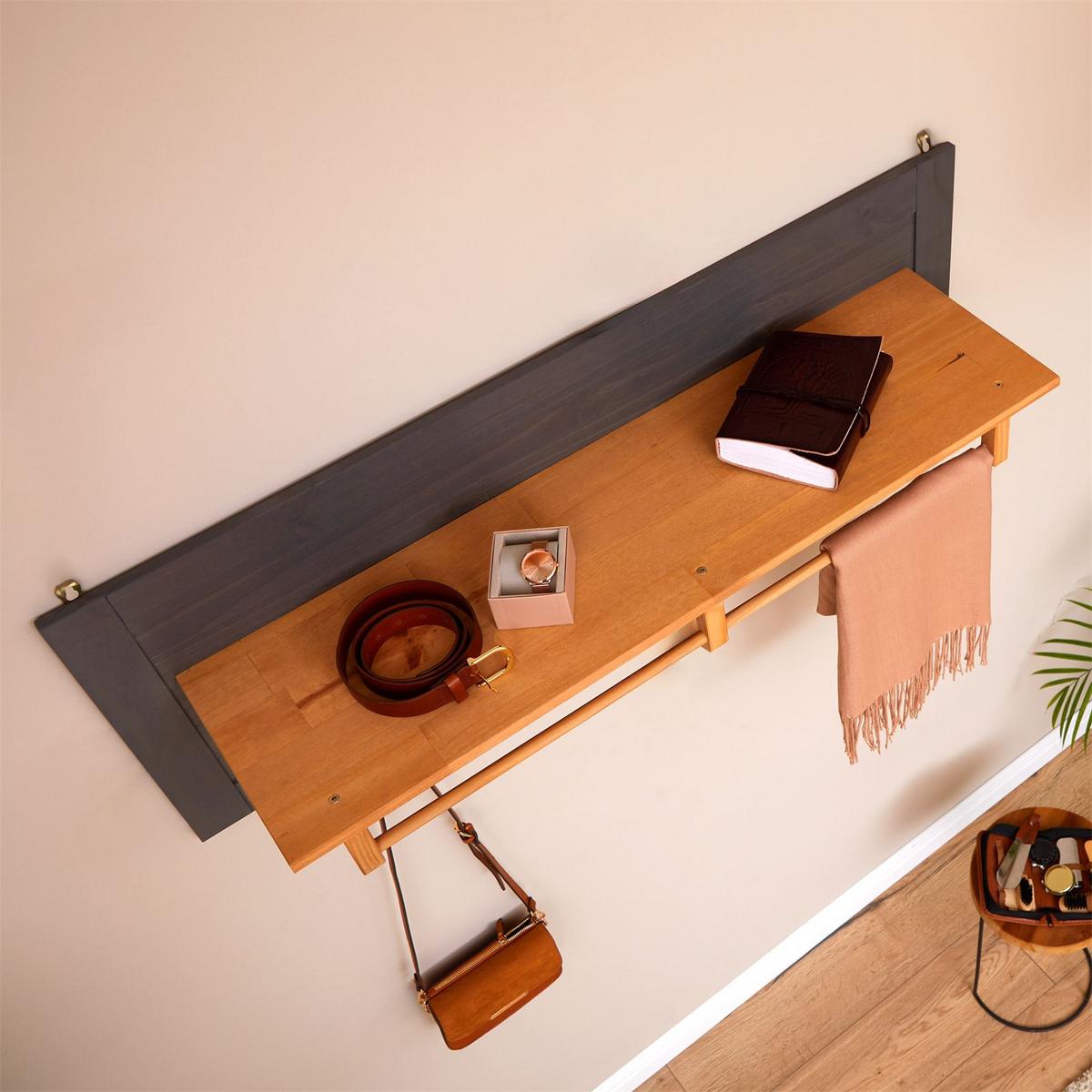 WANDGARDEROBE BOLTON anthrazit/braun - Anthrazit/Braun, Holz (109/40/27cm) - IDIMEX