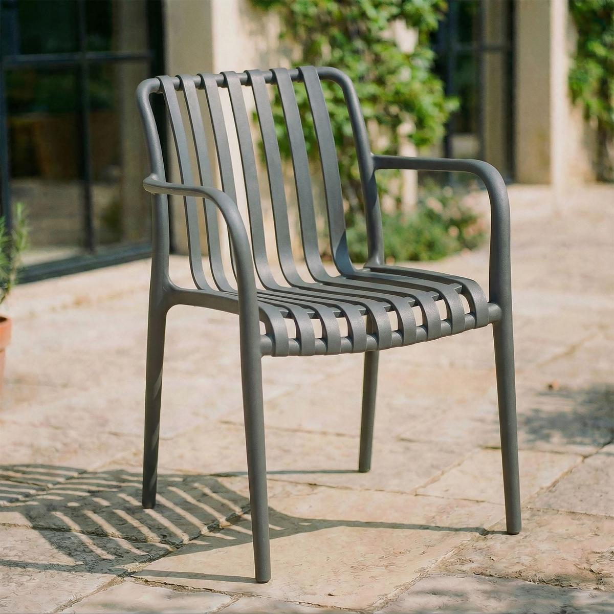 GARTENSTÜHLE TULIPANO 6er-Set grau - Grau, Textil (55/82/59cm) - IDIMEX