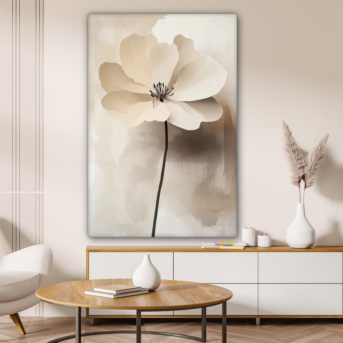 LEINWANDBILD Blume - Beige - Farbe - Schatten Deko XXL 80x120 cm - Creme, Textil (80/120cm) - MuchoWow