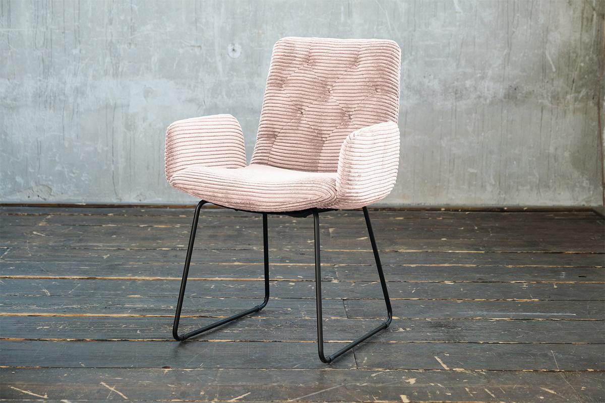 STUHL NEW CHARME Pink Cord (1er-Set) - Pink/Rosa, Textil (59/87/66cm) - KAWOLA