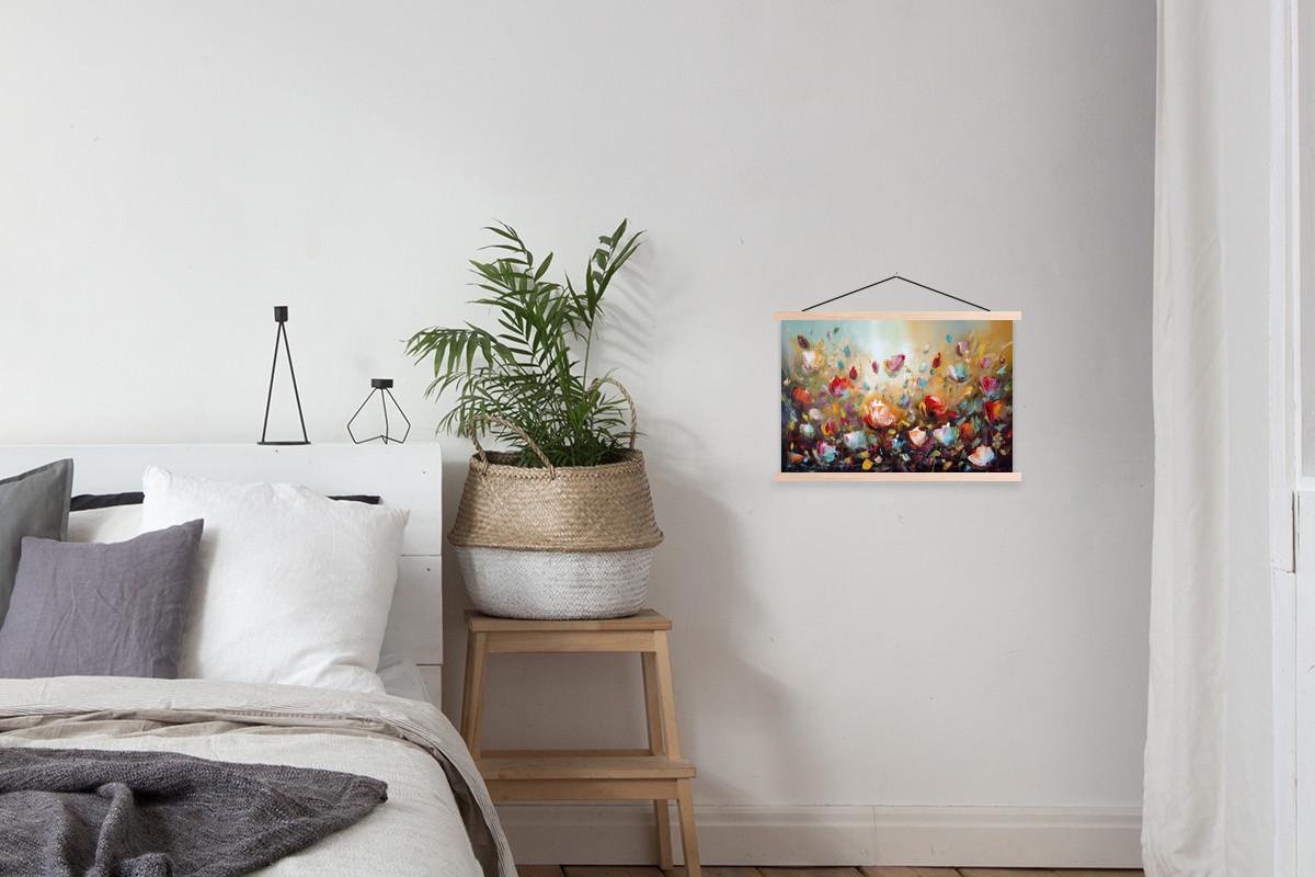 POSTER MIT MAGNETLEISTEN Blumen - Kunst - Natur - Ölgemälde Wandbilder 60x40 cm - Multicolor, Textil (60/40/0.15cm) - MuchoWow