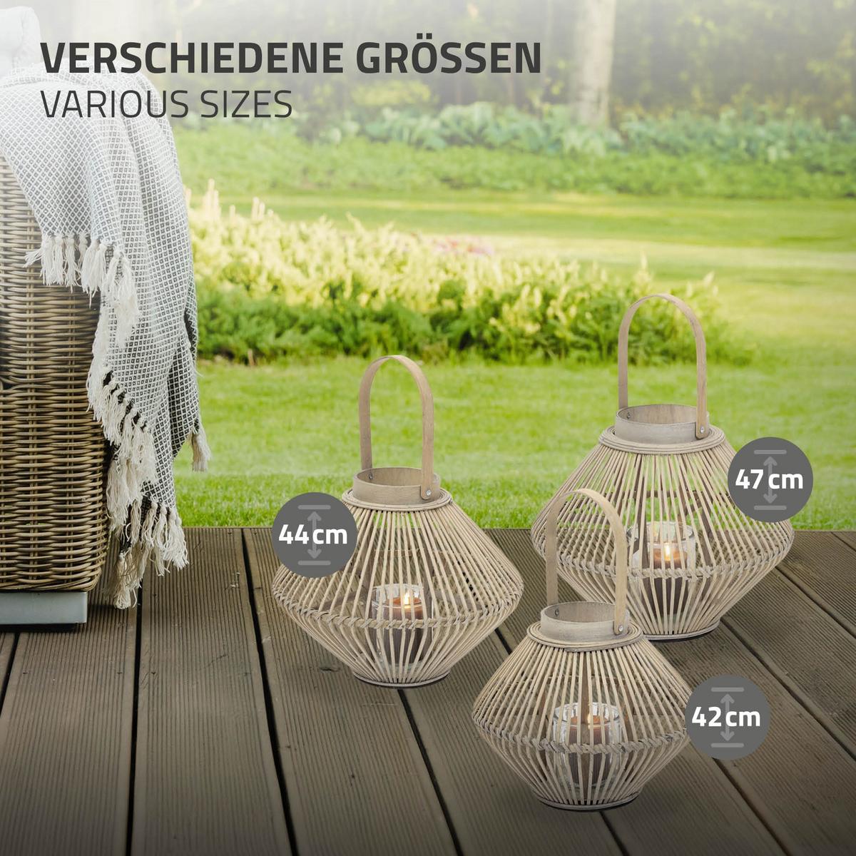 BAMBUS LATERNE H: 42 cm Holzfarbe Boho Stil - Naturfarben, Holz (31/42/31cm) - ECD-Germany
