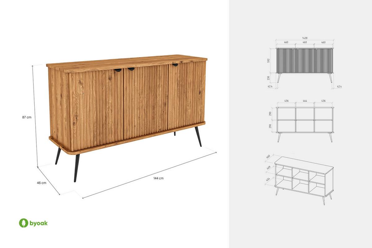 KOMMODE LINA Kernbuche - Kernbuche, Holz (144/87/46cm) - byoak