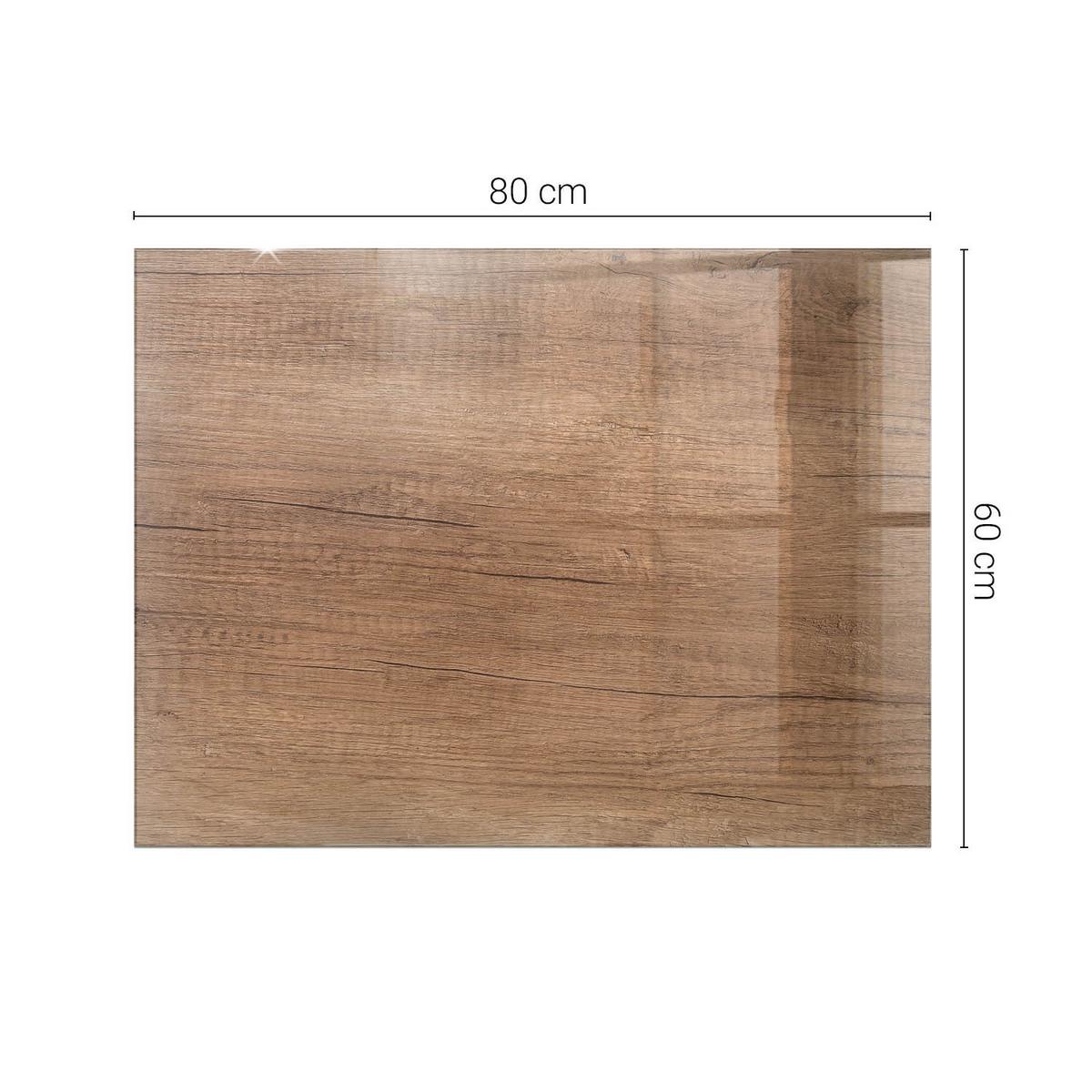 TISCHPLATTE 80x60 cm Natürliche Holzmaserung - Braun, Glas (0.4/80/60cm) - TULUP