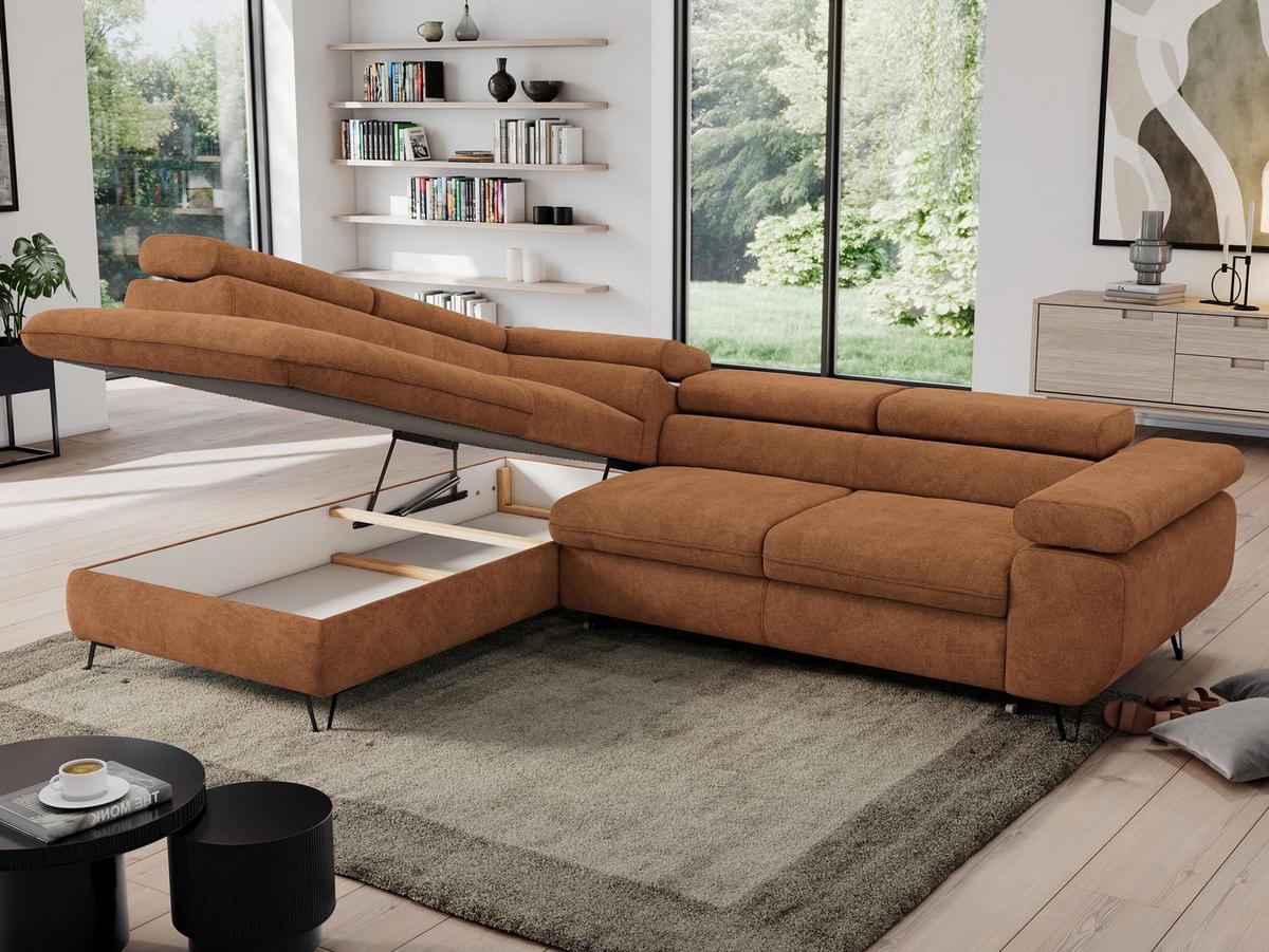 ECKSOFA PEDRO L Orange Struktur - Links Seite - Schwarz/Orange, Textil/Metall (208/273cm) - MKS