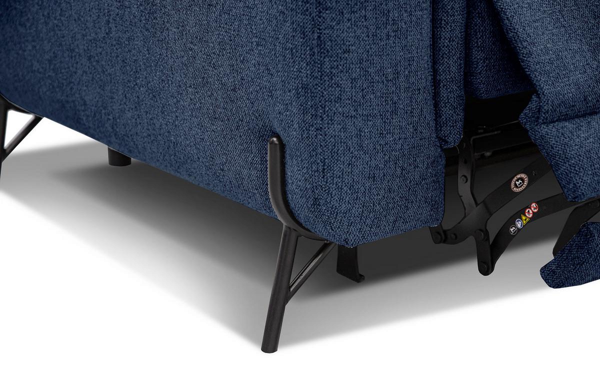 SOFA AVENA 3-Sitzer mit 1 Relaxfunktion, dunkelblau - Dunkelblau, Holzwerkstoff/Textil (204/80/108cm) - Wozimo