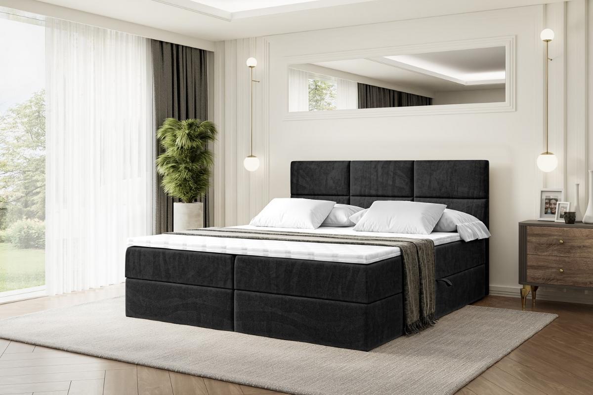 BOXBETT mit Matratze H4 und Lattenrost - OHIO - 140x200 cm - H4 - Schwarz - Schwarz, Holzwerkstoff (140/200cm) - ALTDECOR