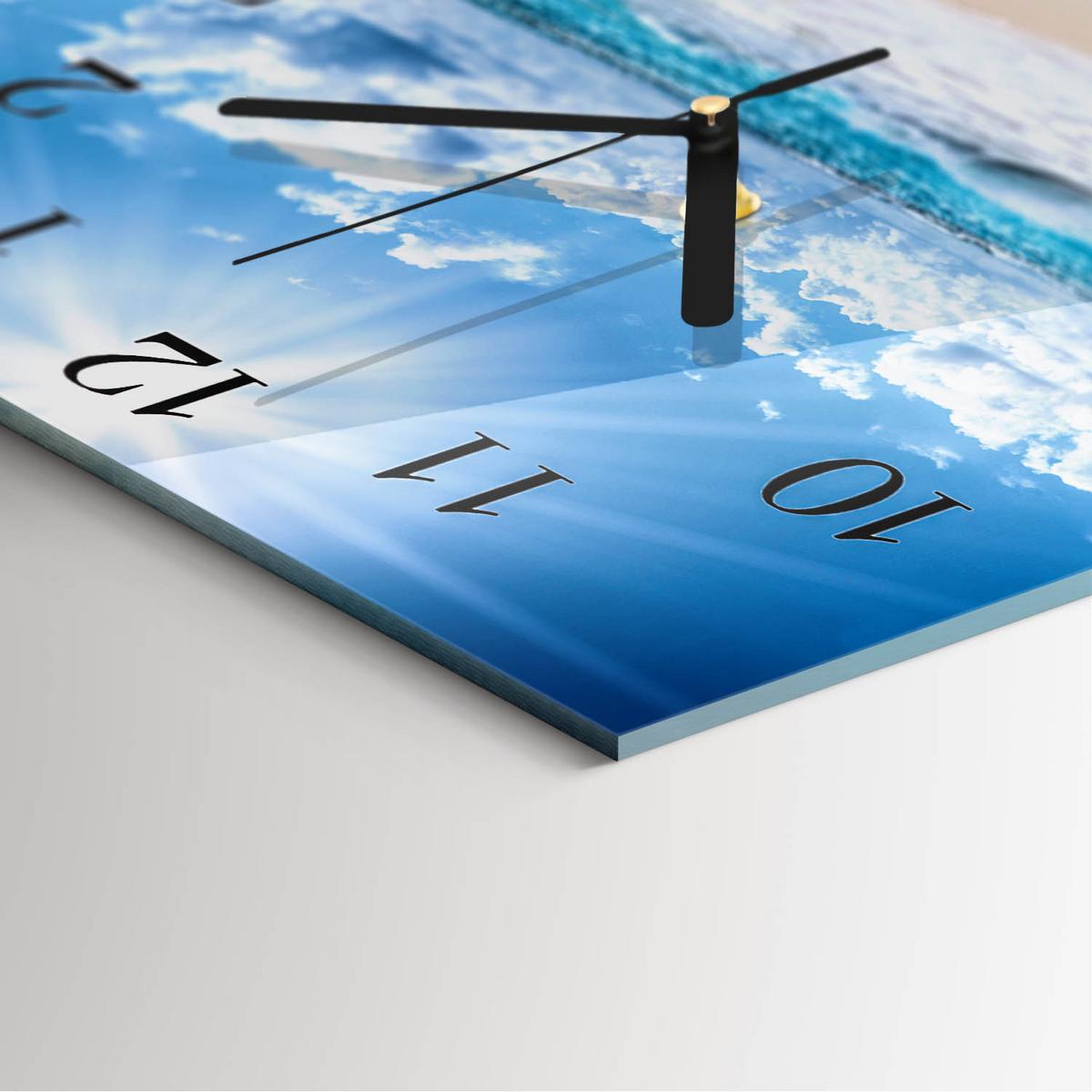 WANDUHR aus Glas 30x30 cm - Meer - Blau, Glas (30/30/0.4cm) - TULUP