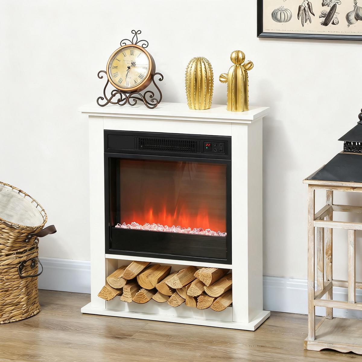 ELEKTROKAMIN Metall Spanplatte Weiß - Weiß, Metall (20/72.5/62.5cm) - HOMCOM