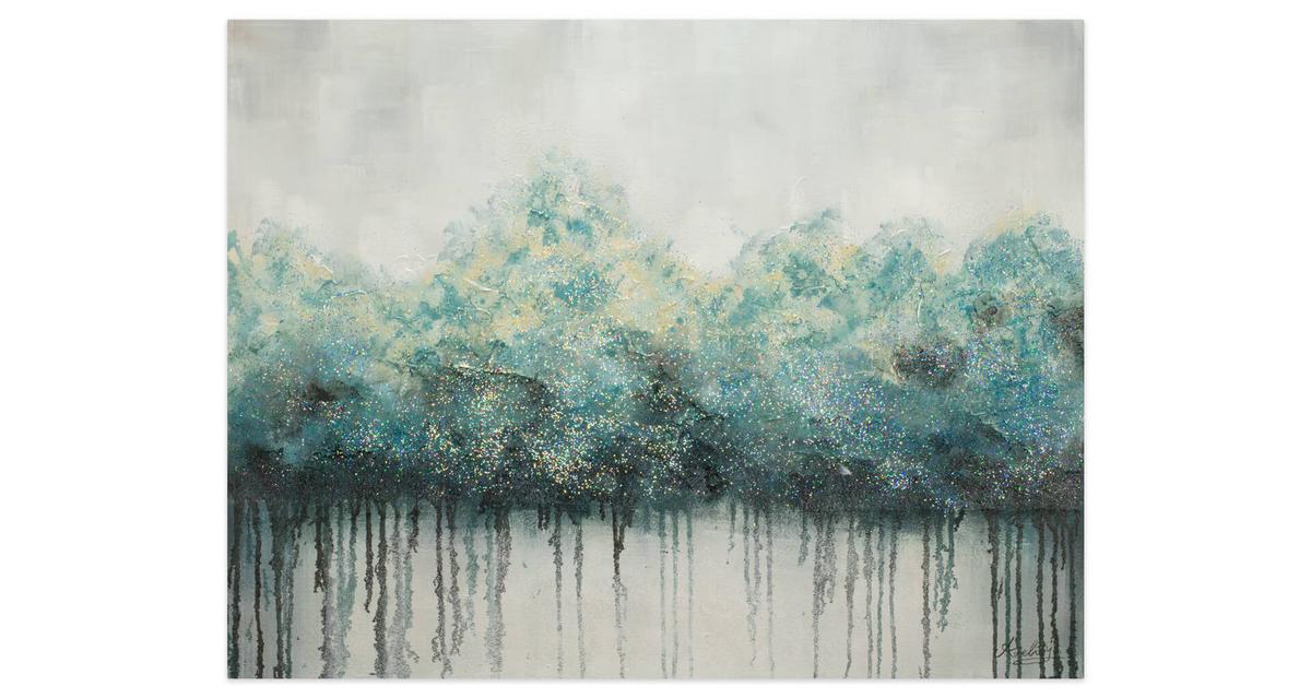 ACRYLBILD HANDGEMALT 100/75 cm - Türkis/Grau, Holz/Textil (100/75cm) - KUNSTLOFT
