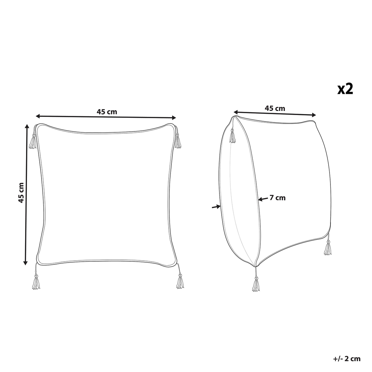 DEKOKISSEN 2er-Set Weiß 45/45 cm Schefflera - Weiß, Textil (45/45cm) - Beliani