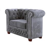 CHESTERFIELD-SESSEL Lauren Grau Samt - Braun/Grau, Holz/Textil (94/72/86cm) - S-Style Möbel