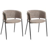 ESSZIMMERSTUHL 2er Set Chenillegewebe Taupe Springer - Taupe, Textil (53/75/51cm) - Beliani