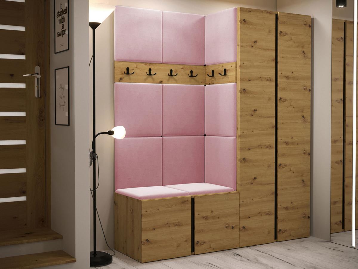 GARDEROBEN-SET Orion III - Eiche Artisan/Rosa, Holzwerkstoff/Kunststoff (158/186/46cm) - MIRJAN24