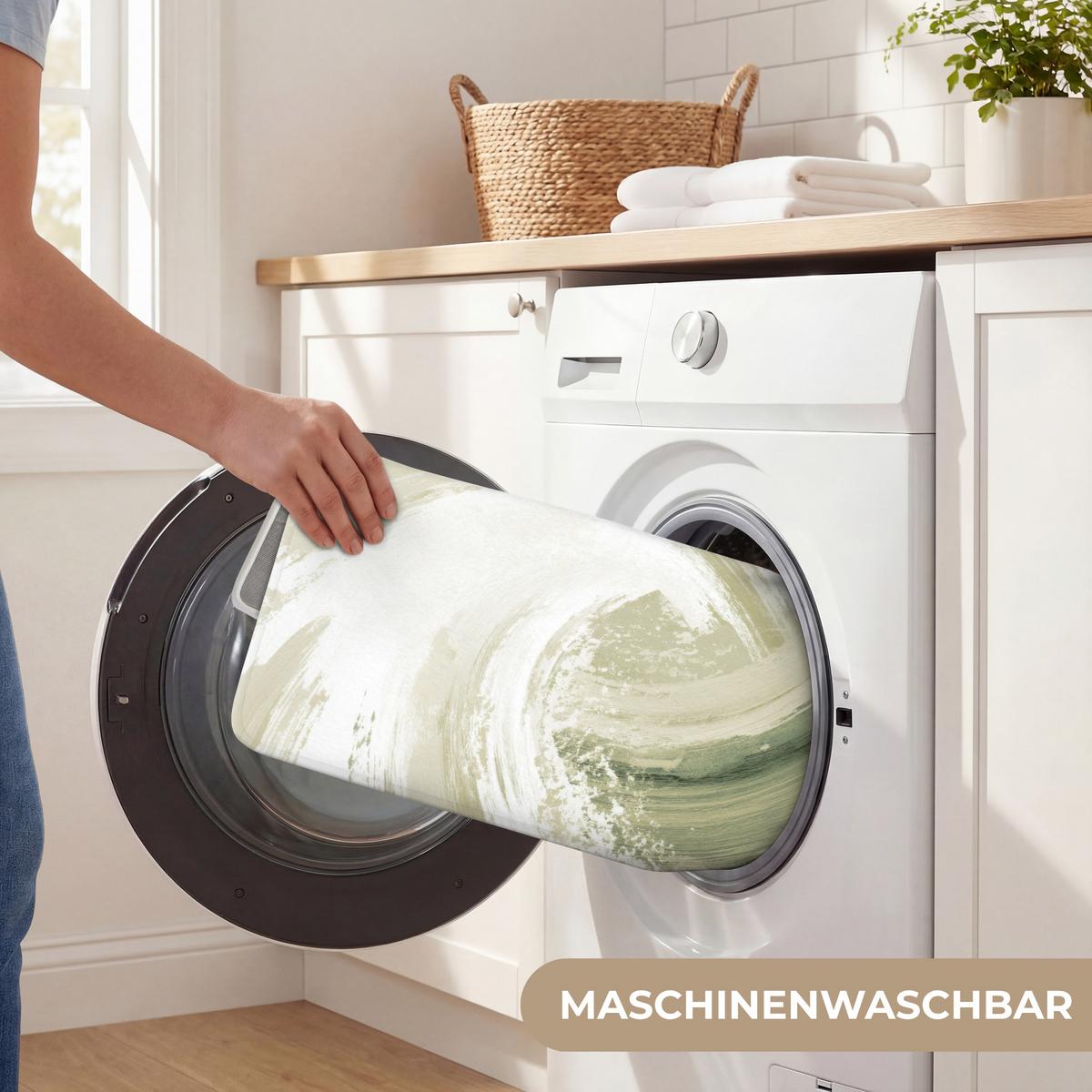 BADEMATTE Abstrakt - Pinselstriche - Wellen - Grün 60x40 cm - Mintgrün, Textil (60/40cm) - OnlyWow