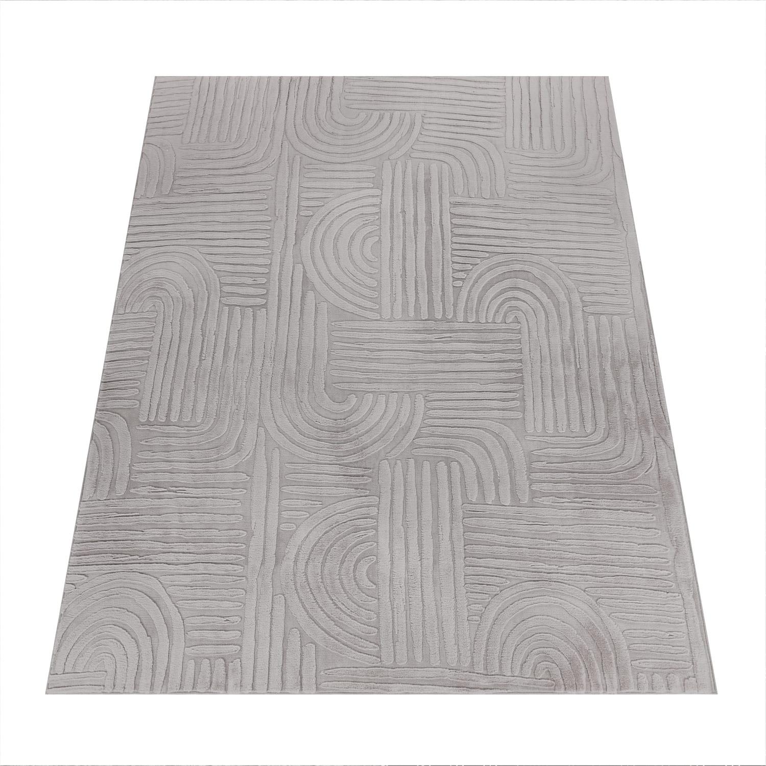KURZFLORTEPPICH, mit Struktur, aus Polyester, Florhöhe 10 mm, Grau, 80 x 150 cm - Grau, Textil (80/150cm) - KADIMA DESIGN