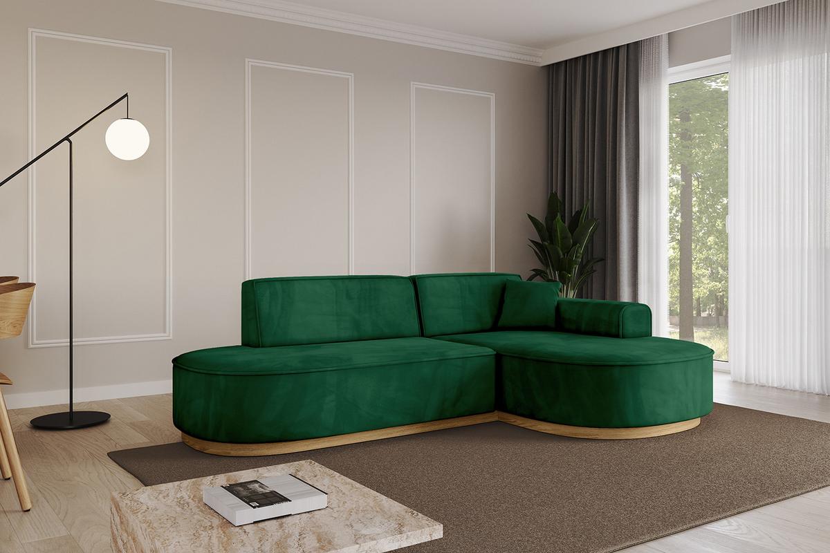 ECKSOFA Ottomane Rechts MARI-L1-v2 - 243x171x83 cm Dunkelgrün Velours - Dunkelgrün, Holzwerkstoff/Textil (171/243cm) - ALTDECOR