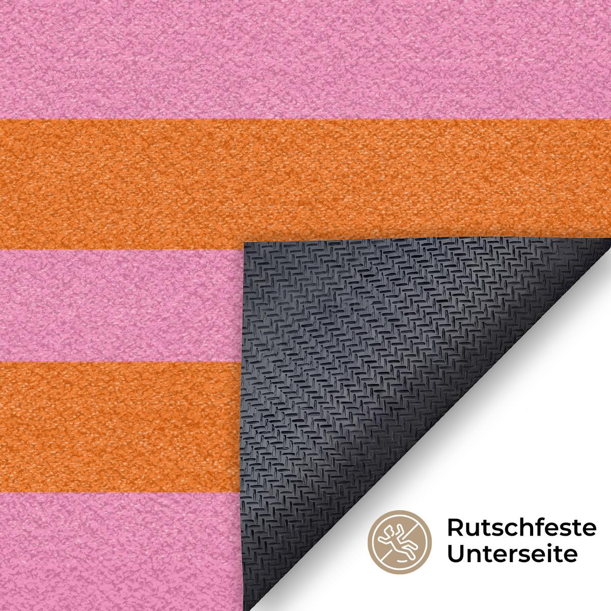 FUSSMATTE Ciao - Zitat - Streifen Sauberlaufmatte 120x80 cm - Orange, Kunststoff (120/0.4cm) - MuchoWow