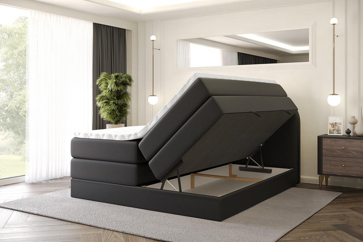 BOXSPRINGBETT mit Matratze und Lattenrost - NOX KING-120x200 - Schwarz - Schwarz, Holzwerkstoff (120/200cm) - ALTDECOR