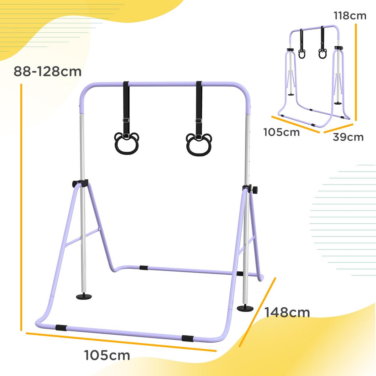 KINDERTURNSTANGE Stahl Violett - Violett, Metall (105/128/148cm) - HOMCOM