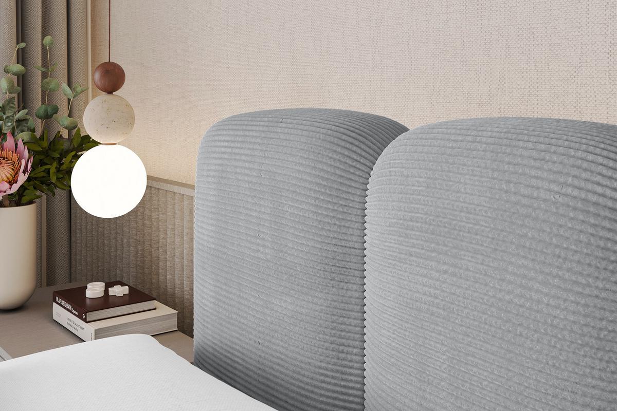 BOXSPRINGBETT mit Matratze H3/H4 - NINA KING - 180x200 cm Grau - Silberfarben, Holzwerkstoff (180/200cm) - ALTDECOR
