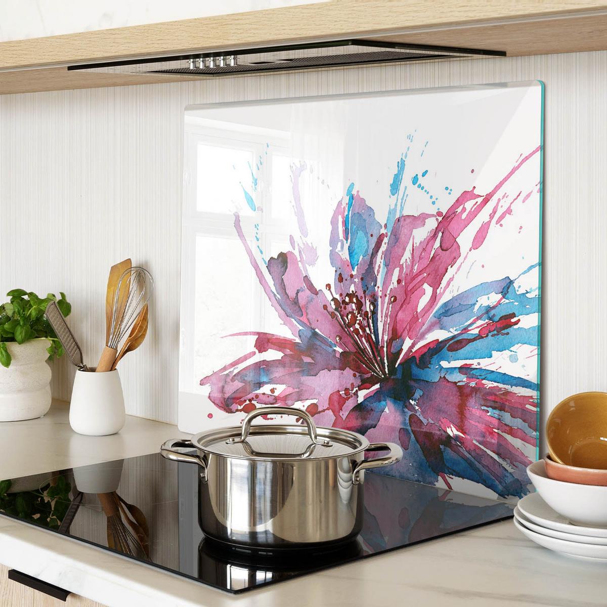 GLASPLATTE 60x52 cm Abstrakte Blume - Pink, Glas (60/0.4/52cm) - TULUP