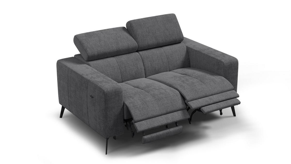 RELAXSOFA MORELLO 2-Sitzer, dunkelgrau, 2 x Relax Zero Gravity - Dunkelgrau, Holz/Textil (164/82/103cm) - Wozimo