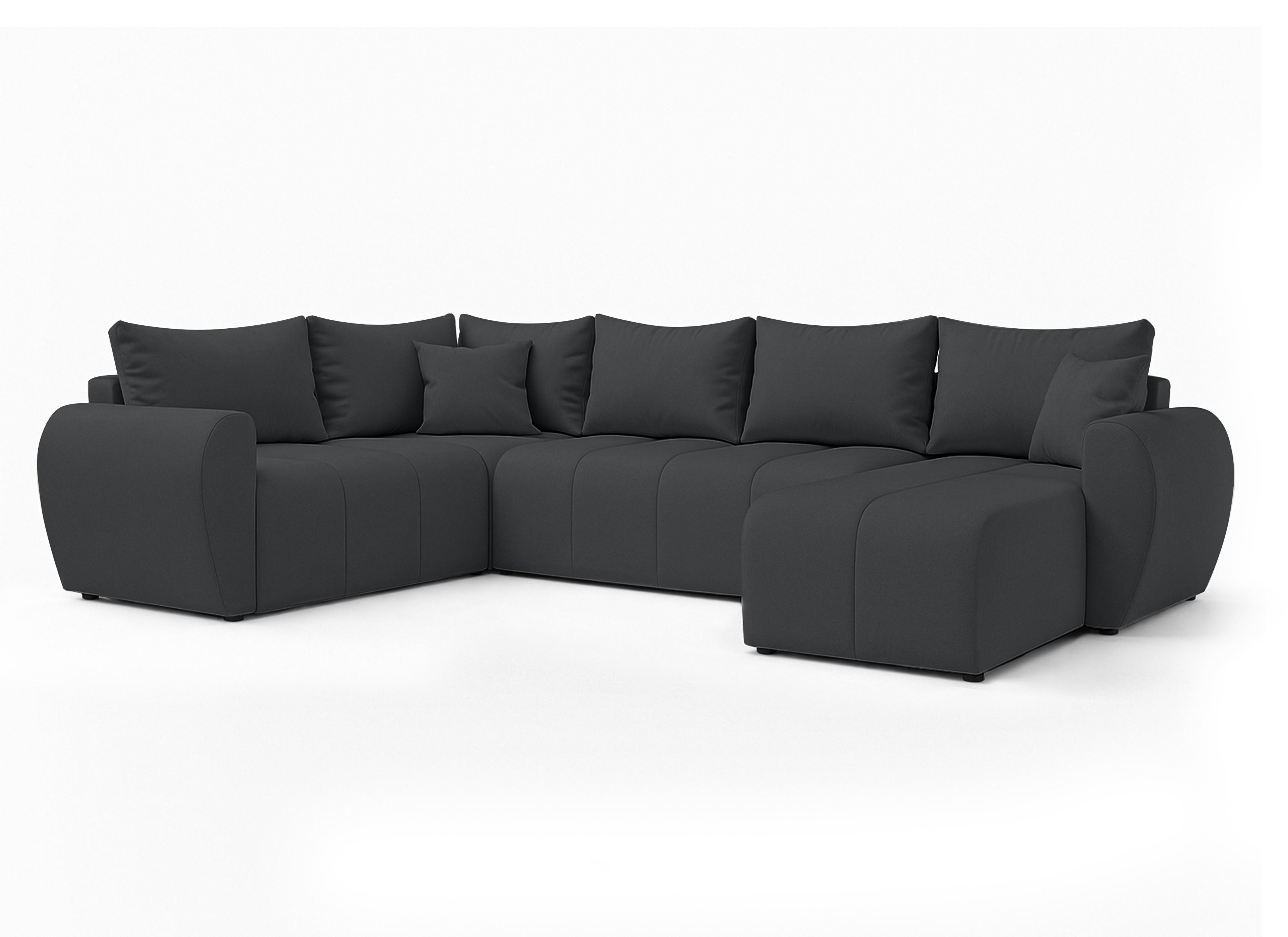 WOHNLANDSCHAFT Malatya U Form MAX Dunkelgrau 311/145/80 cm mit Schlaffunktion - Dunkelgrau/Schwarz, Kunststoff/Textil (303/80/208cm) - AX Living