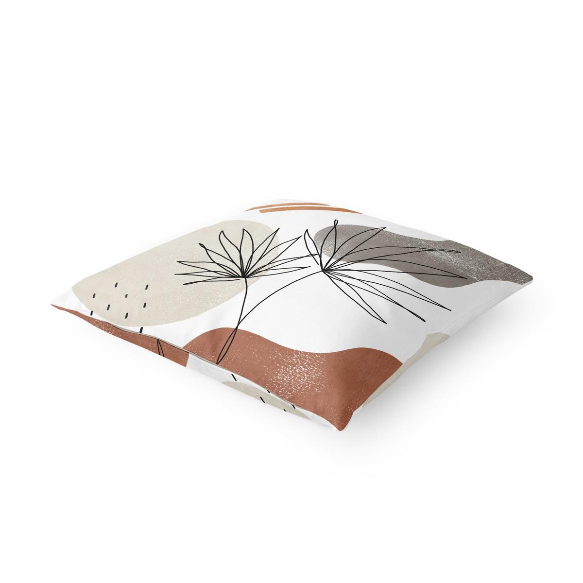 KISSENBEZUG Fächerpalme Lineart und Terracotta Farben 40/40 cm - Grau, Textil (40/40cm) - Bilderwelten
