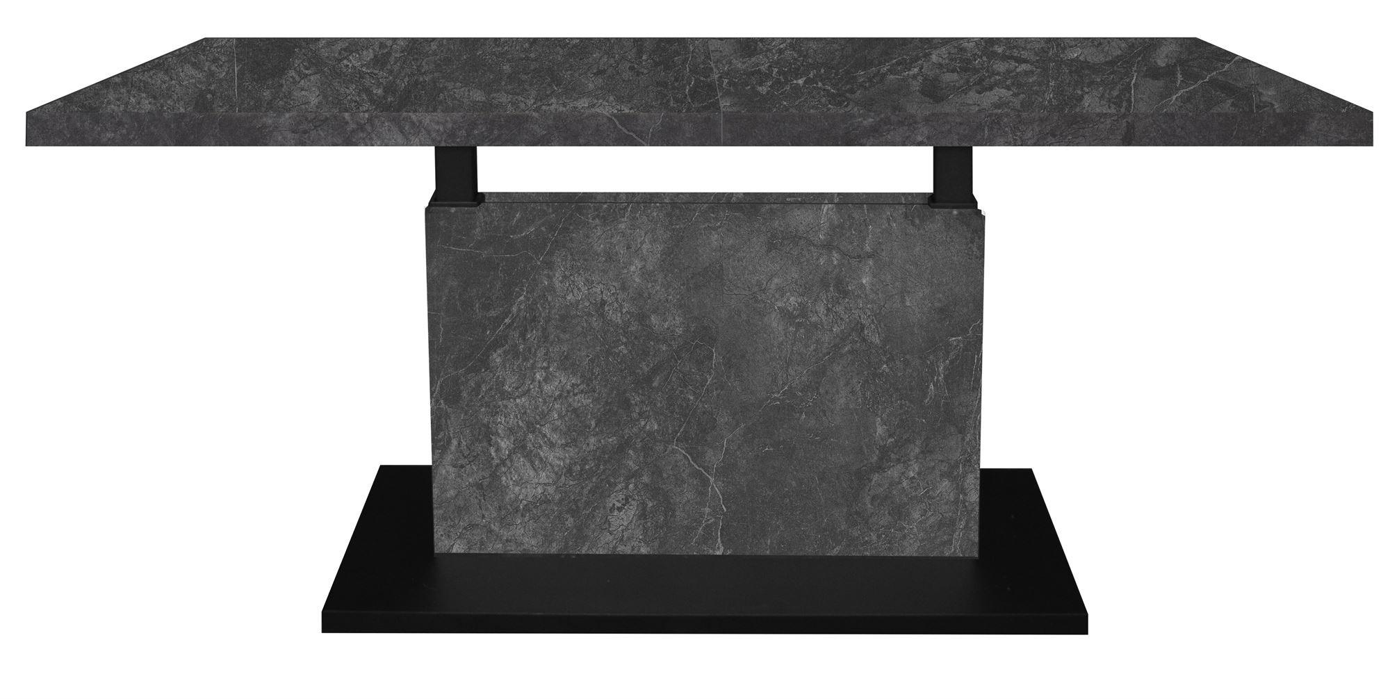 COUCHTISCH Höhenverstellbar Else 3 120x56x70 Holz Keramikoptik Grau - Schwarz/Grau, Holzwerkstoff (120/70/56cm) - 58aufmkessel