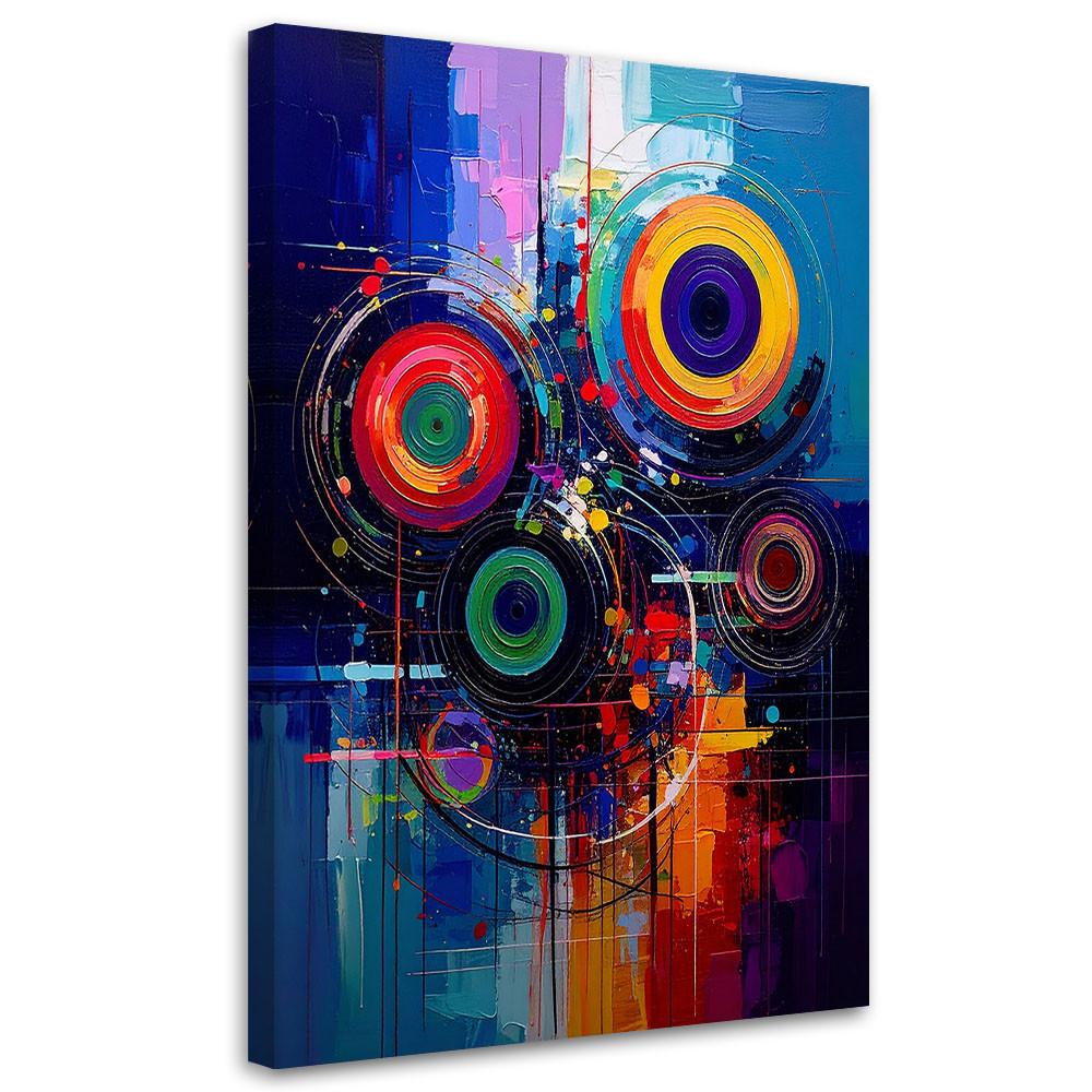 LEINWANDBILD Bunte Räder Abstrakt 60x90cm - Multicolor, Textil (60/90cm) - Feeby
