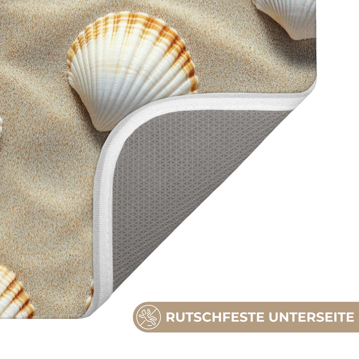 BADEMATTE Muscheln - Sand - Maritim 60x90 cm - Sandfarben, Textil (60/90cm) - OnlyWow