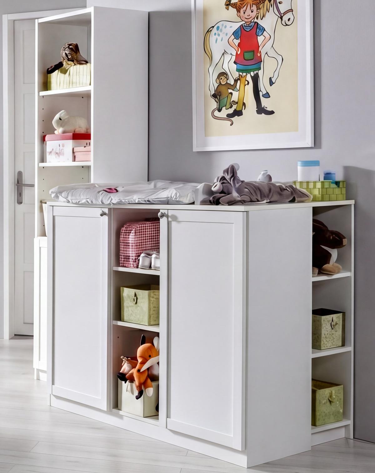 WICKELKOMMODEN-UNTERSCHRANK B35/H91/T38 cm, passend zum Babyzimmer Landhausstil Weiß (22800-22804) / 22800-03 - Weiß, Holzwerkstoff/Metall (35/91/38cm) - luma-home