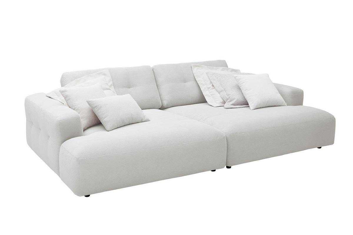 BIG SOFA MIKA Weiß Cord - Schwarz/Weiß, Kunststoff/Textil (300/86/167cm) - KAWOLA
