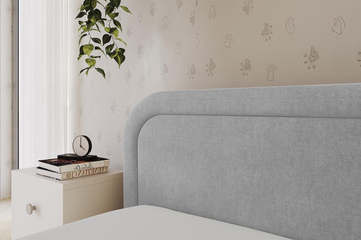 EINZELLBETT Jugendbett mit Bettkasten, Rechts - JOVY 80x200 Grau - Silberfarben, Holzwerkstoff/Textil (80/200cm) - ALTDECOR