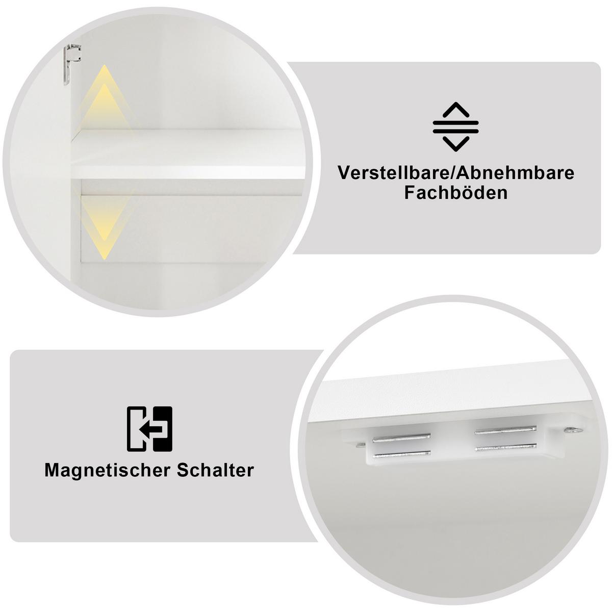 SCHUHSCHRANK weiß 120 cm mit Bogendesign, 3 Türen & 2 Schubladen - Weiß, Holzwerkstoff (120/90/35cm) - Urban Meuble