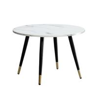COUCHTISCH mit Marmor Optik, Modernes Design, Metall-Gestell, Runde Form, Weiß 60x60x41 cm - Goldfarben/Weiß, Holzwerkstoff/Metall (60/60/41cm) - KADIMA DESIGN