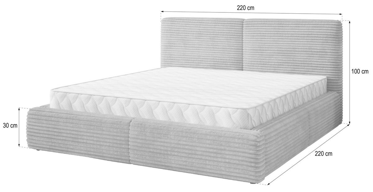 POLSTERBETT FELURO T 200x200 cm mit Bettkästen - Creme - Creme, Holz/Textil - MASSENO