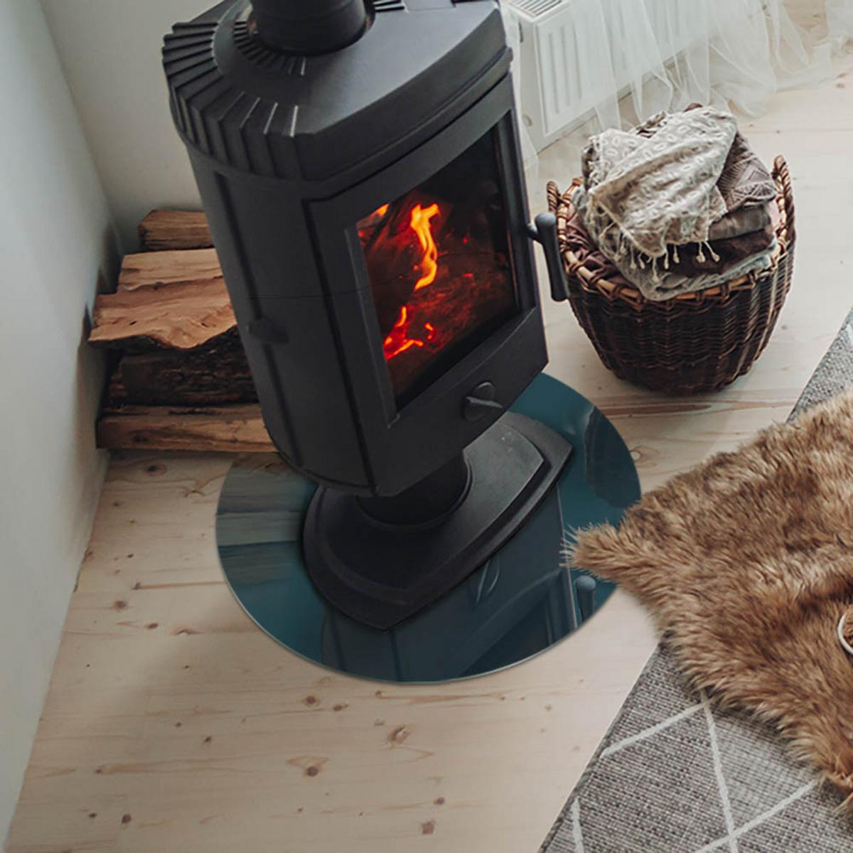 GLASPLATTE für Kamin Ø 50 cm - Türkis, Glas (50/50/0.4cm) - TULUP