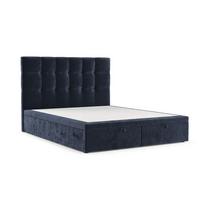 POLSTERBETT Guam mit Stauraum 120/200 cm Marineblau im Lotta Stoff - Schwarz/Dunkelblau, Holz/Holzwerkstoff (120/200cm) - AltaBeds