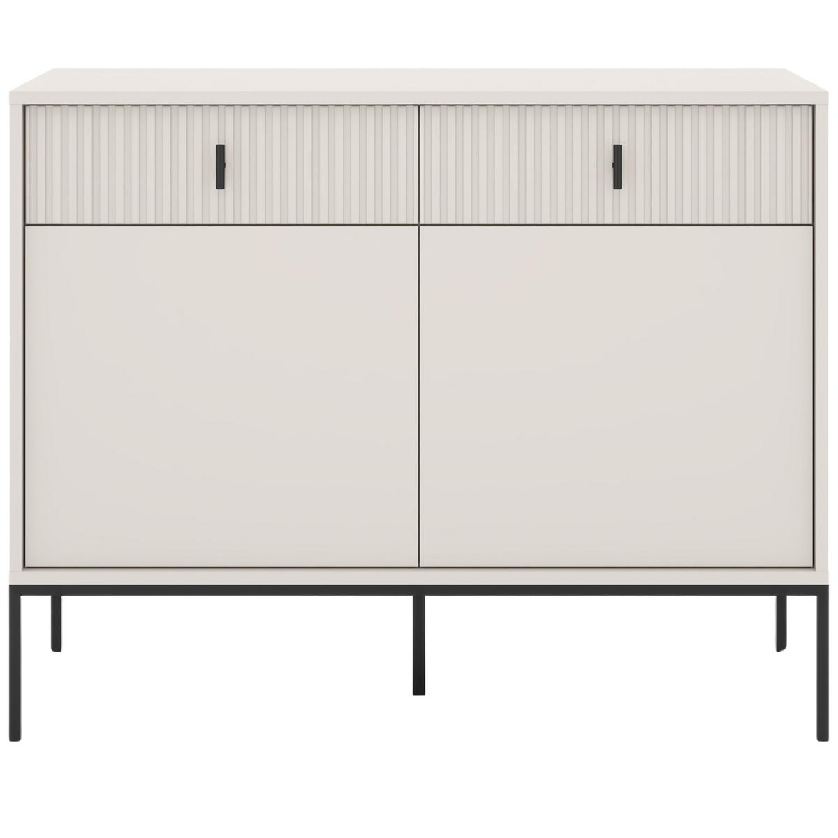 KOMMODE Marvello mit 2 Türen und 2 Schubladen, Kaschmir+Schwarz - Kaschmir/Schwarz, Holzwerkstoff/Metall (104/83/39cm) - Beautysofa