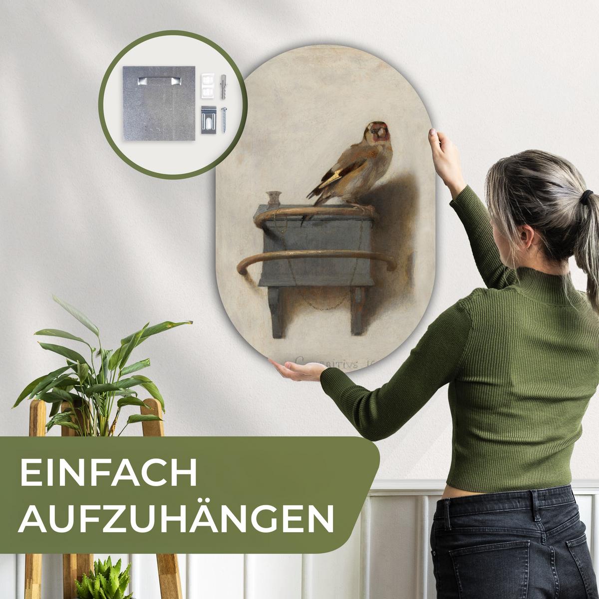 WANDBILD Stieglitz - Alter Meister - Carel Fabritius Wanddeko Schlafzimmer 60x90 cm - Grau, Kunststoff (60/90cm) - MuchoWow