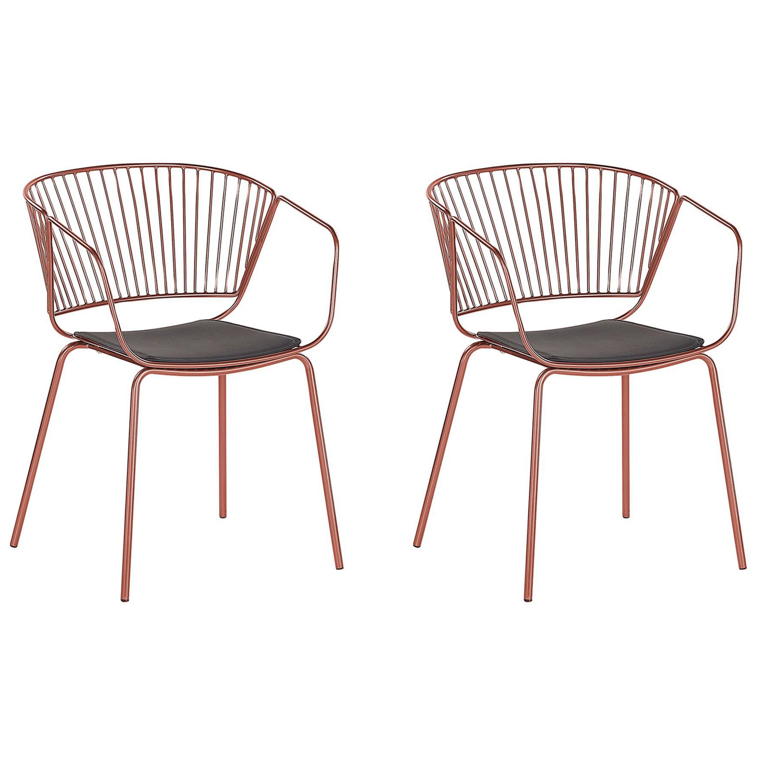 METALLSTUHL 2er-Set Kupfer Rigby - Rotbraun, Textil/Metall (54/77/49cm) - Beliani